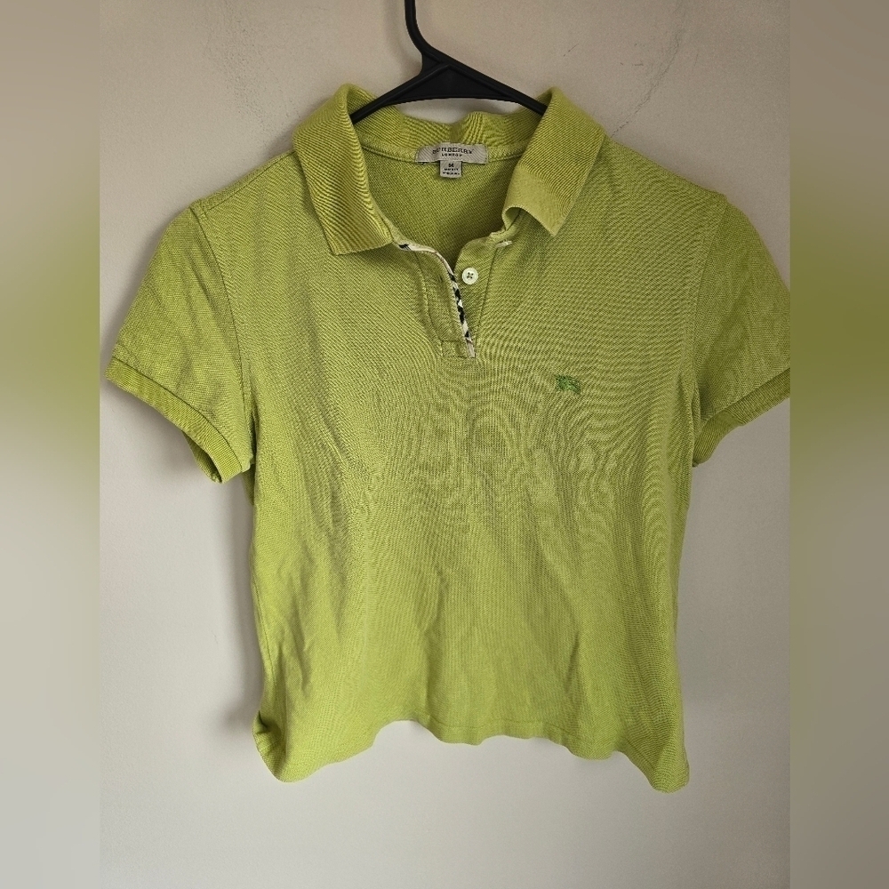Burberry Boys Polo Collared Lime Green Shirt Size M.
